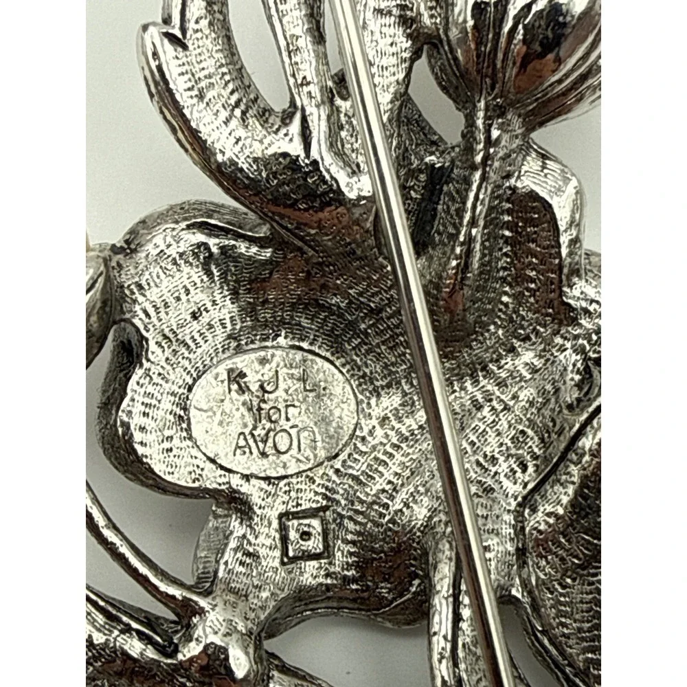 KJL‎ Avon Gerrys Brooch Clip Pin Lot 8pc Floral Art Deco Rhinestone Vintage